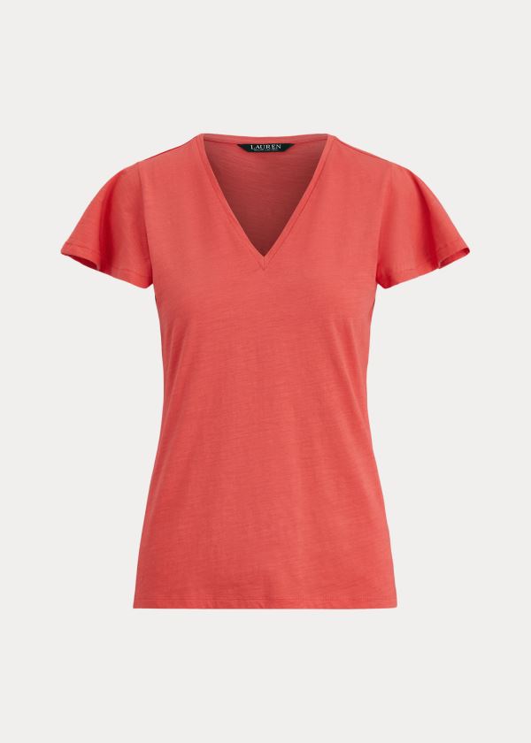 T Shirt Ralph Lauren Algodão Flutter-Sleeve Mulher 16948-HZDY